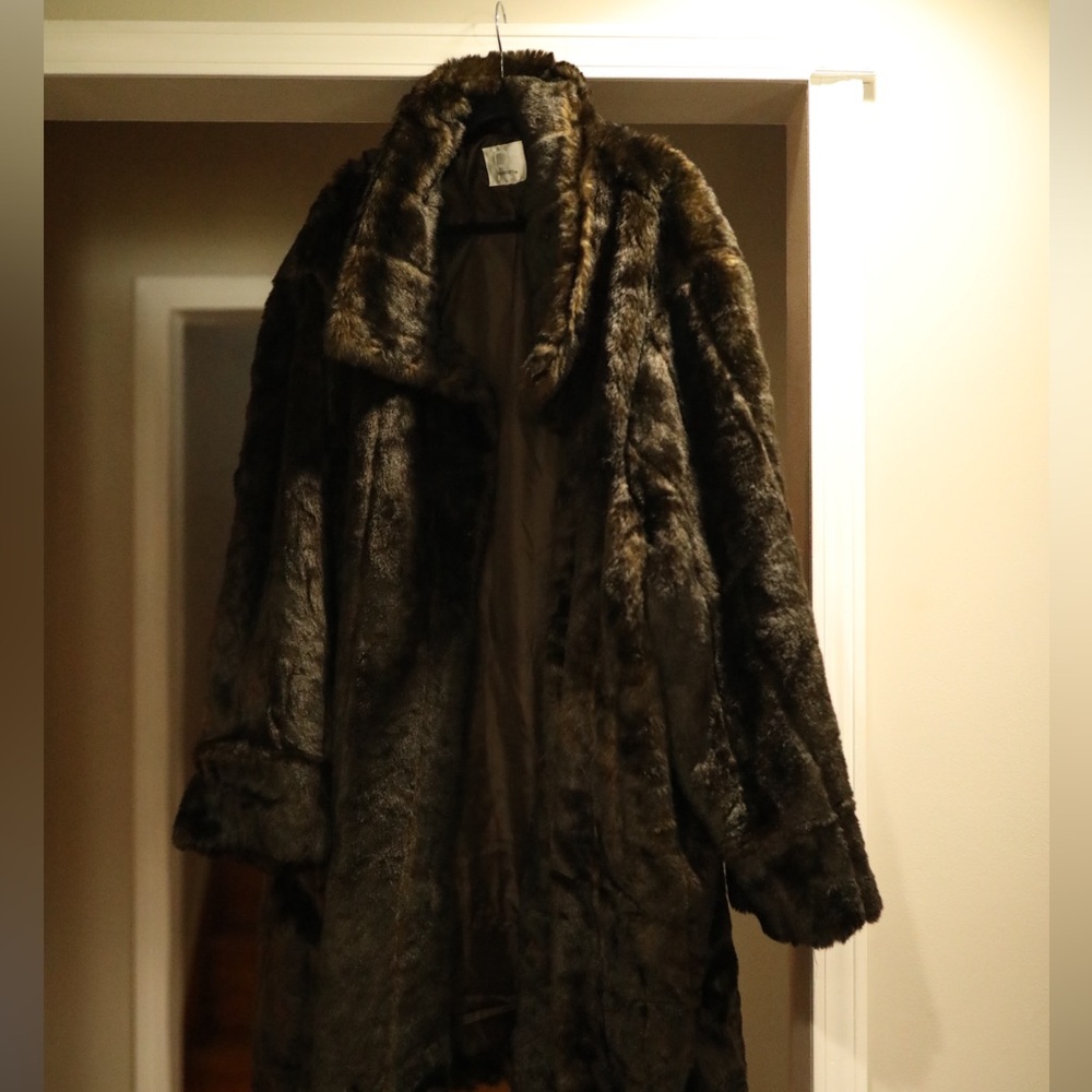 Vintage Roaman's Faux Fur Coat Plus Size Women's Brown